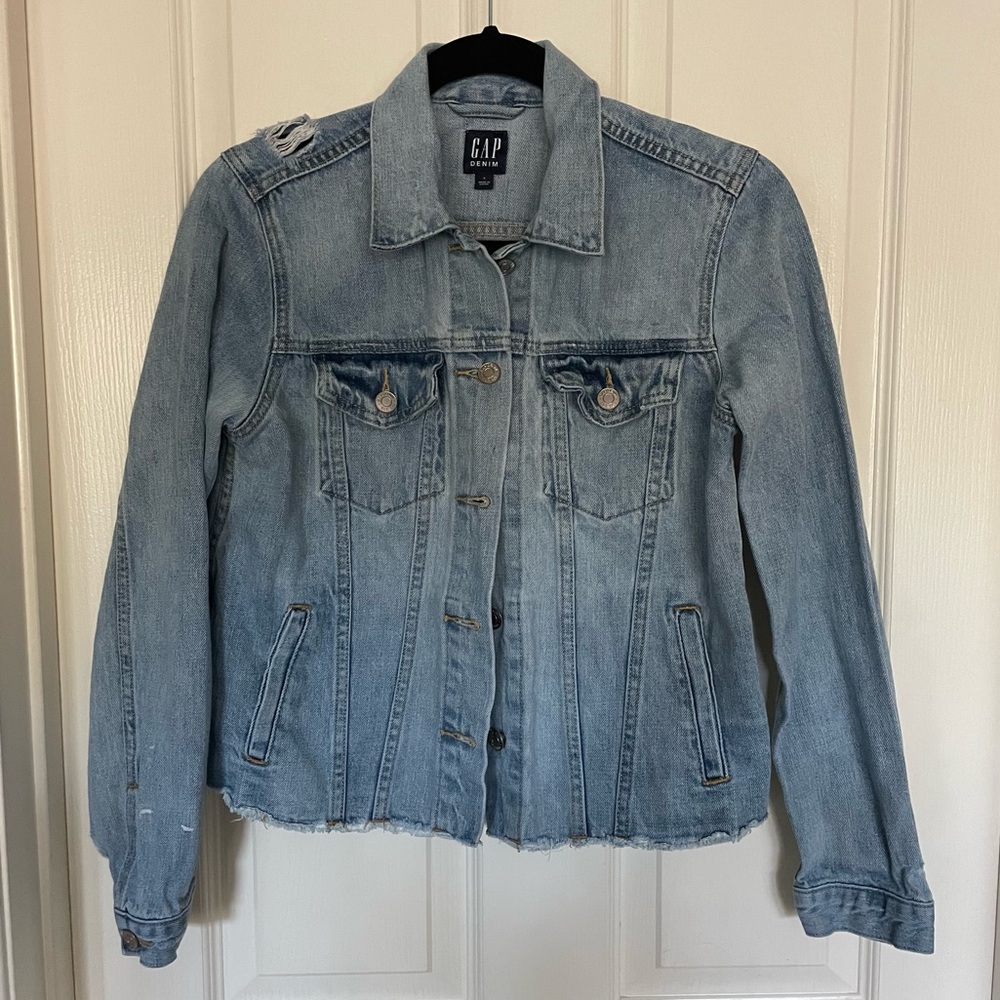 Gap Distressed Women's Small Denim Jean Jacket Blue
